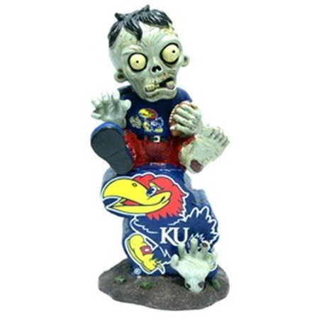 FOREVER COLLECTIBLES Kansas Jayhawks Zombie On Logo with Football Figurine 8784931251
